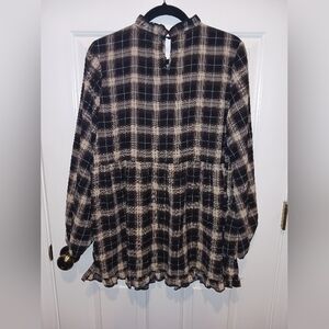 Plaid Long Sleeve Blouse